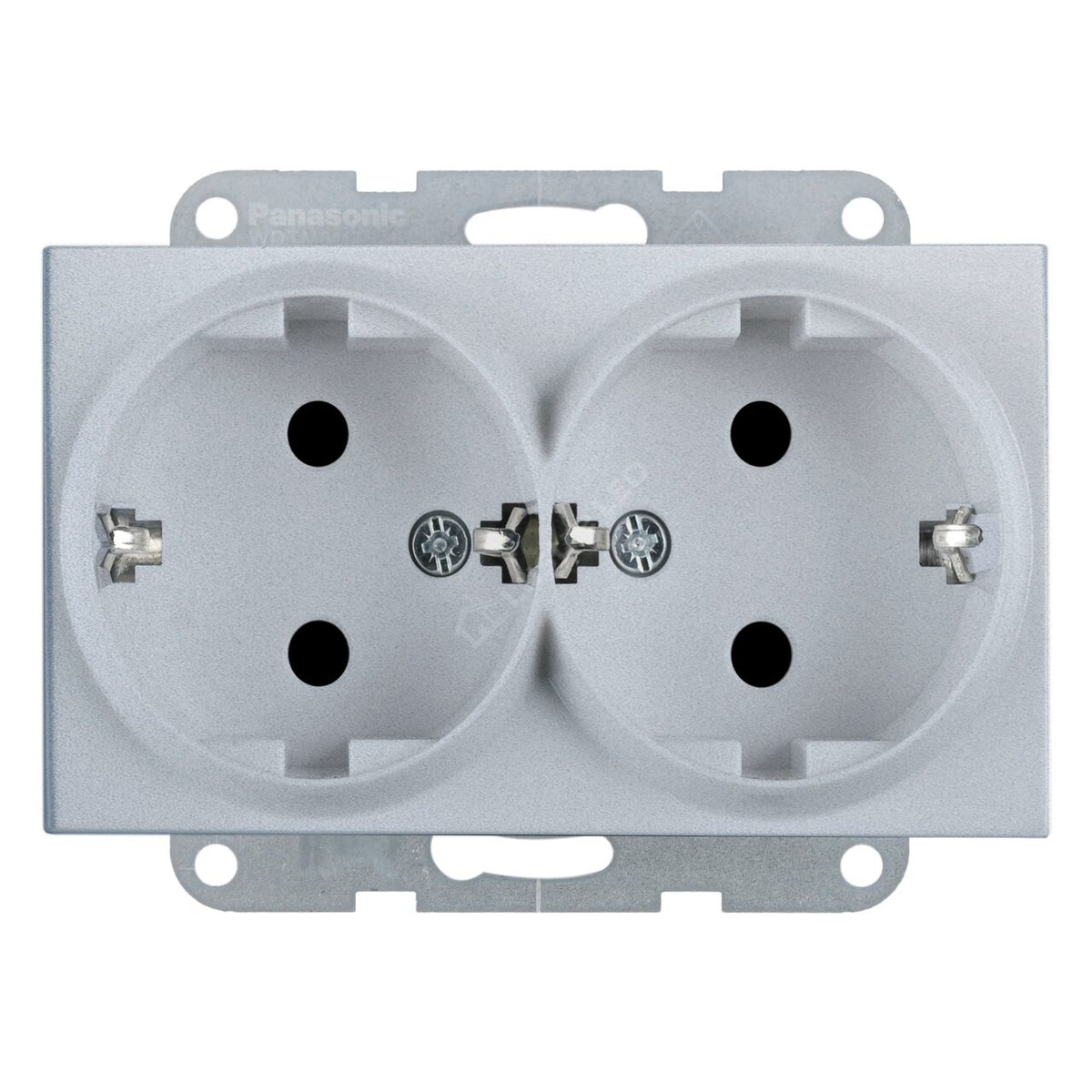 Mecanism Priza Schuko Dubla Argintie Monobloc Panasonic Karre Plus 55