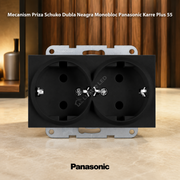 Mecanism Priza Schuko Dubla Neagra Monobloc Panasonic Karre Plus 55