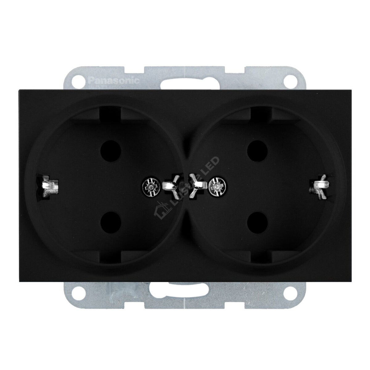 Mecanism Priza Schuko Dubla Neagra Monobloc Panasonic Karre Plus 55