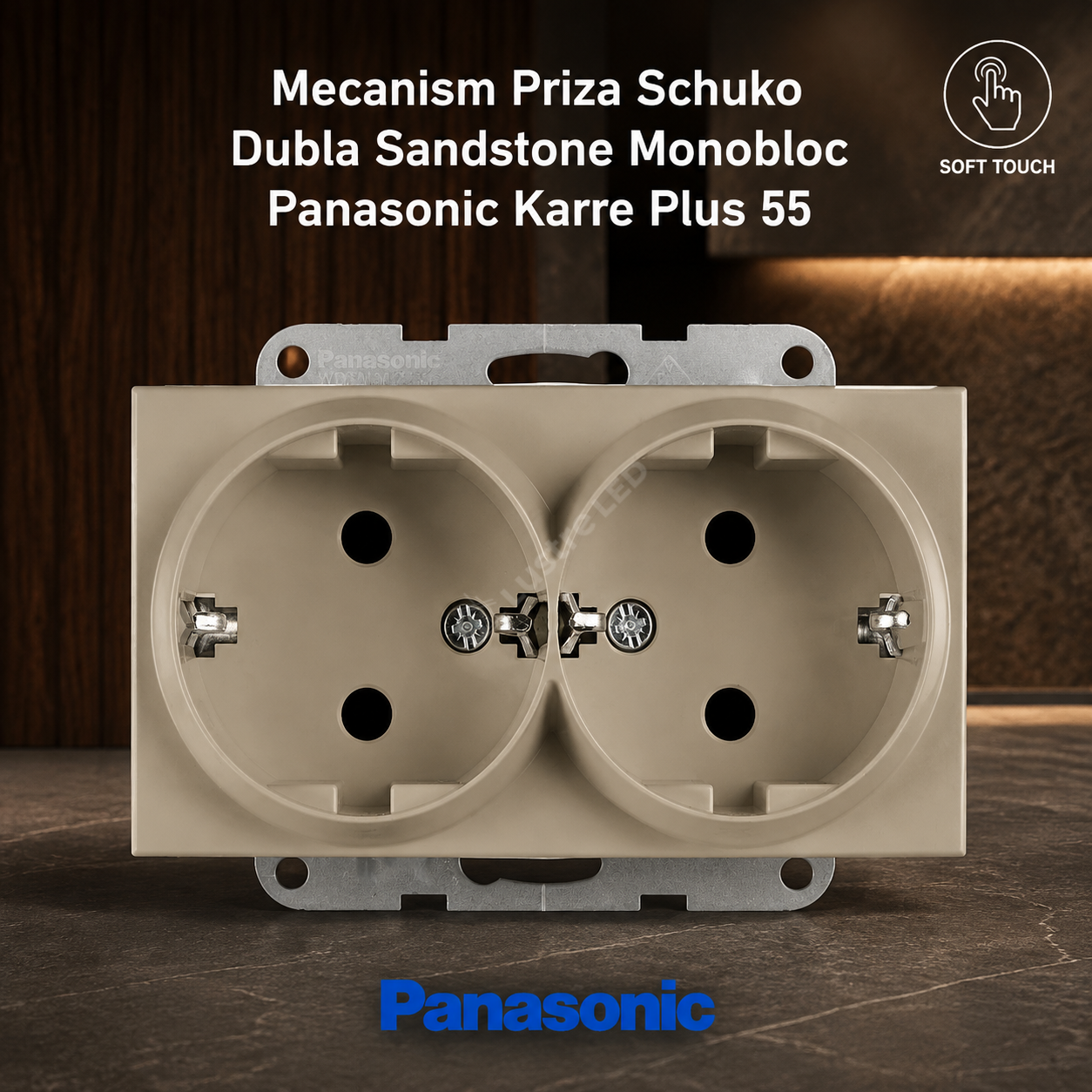 Mecanism Priza Schuko Dubla Sandstone Monobloc Panasonic Karre Plus 55