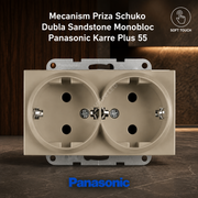 Mecanism Priza Schuko Dubla Sandstone Monobloc Panasonic Karre Plus 55
