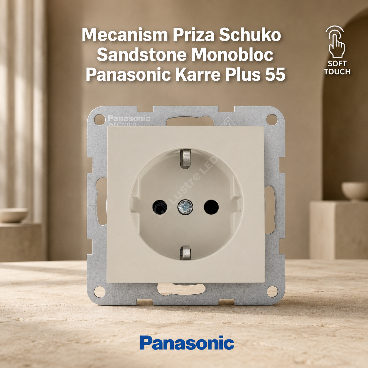 Mecanism Priza Schuko Sandstone Monobloc Panasonic Karre Plus 55
