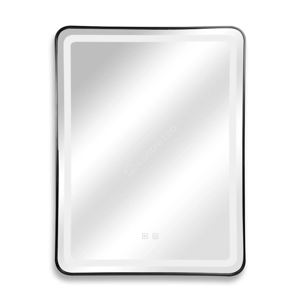 Oglinda LED 60x78cm Rama Neagra Dimabila 3 Lumini Dezaburire si Touch