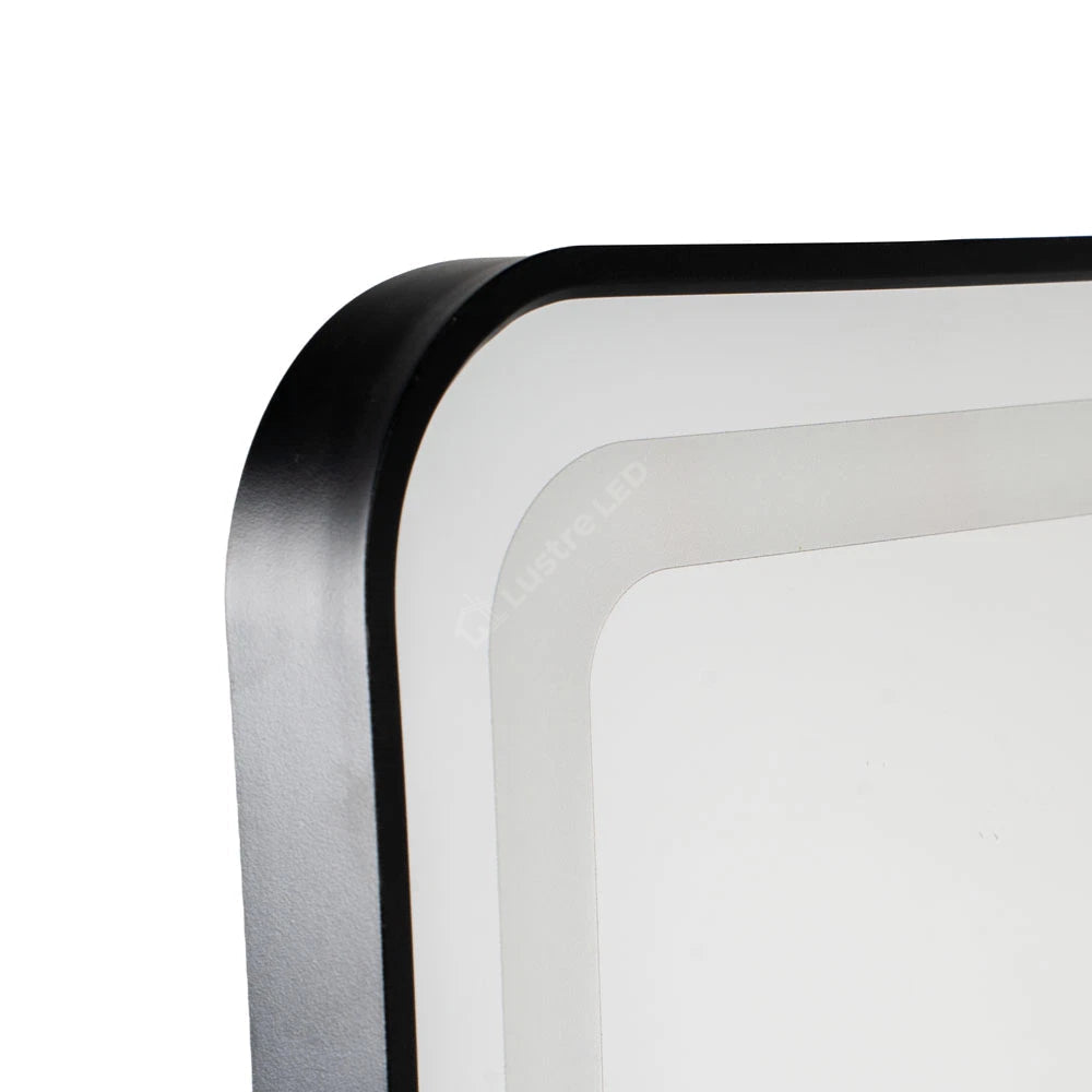 Oglinda LED 60x78cm Rama Neagra Dimabila 3 Lumini Dezaburire si Touch