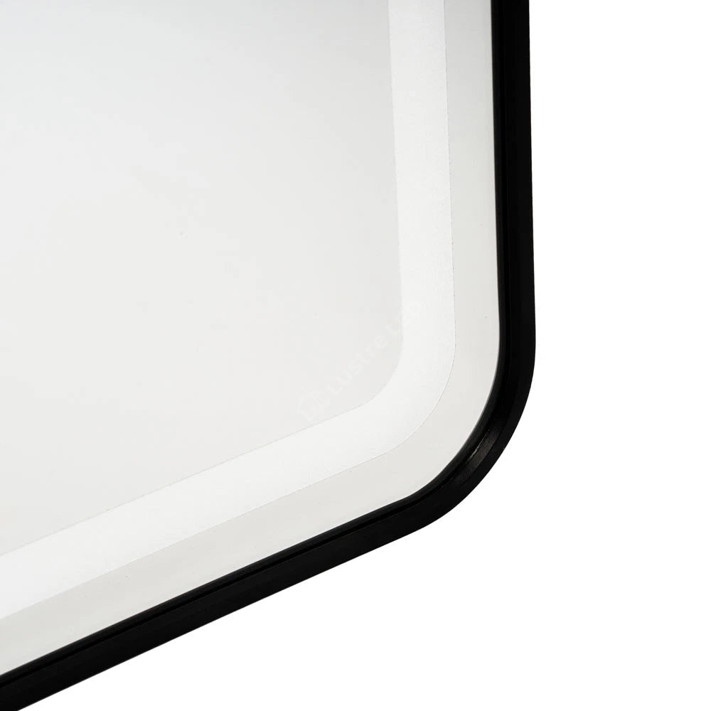 Oglinda LED 60x78cm Rama Neagra Dimabila 3 Lumini Dezaburire si Touch