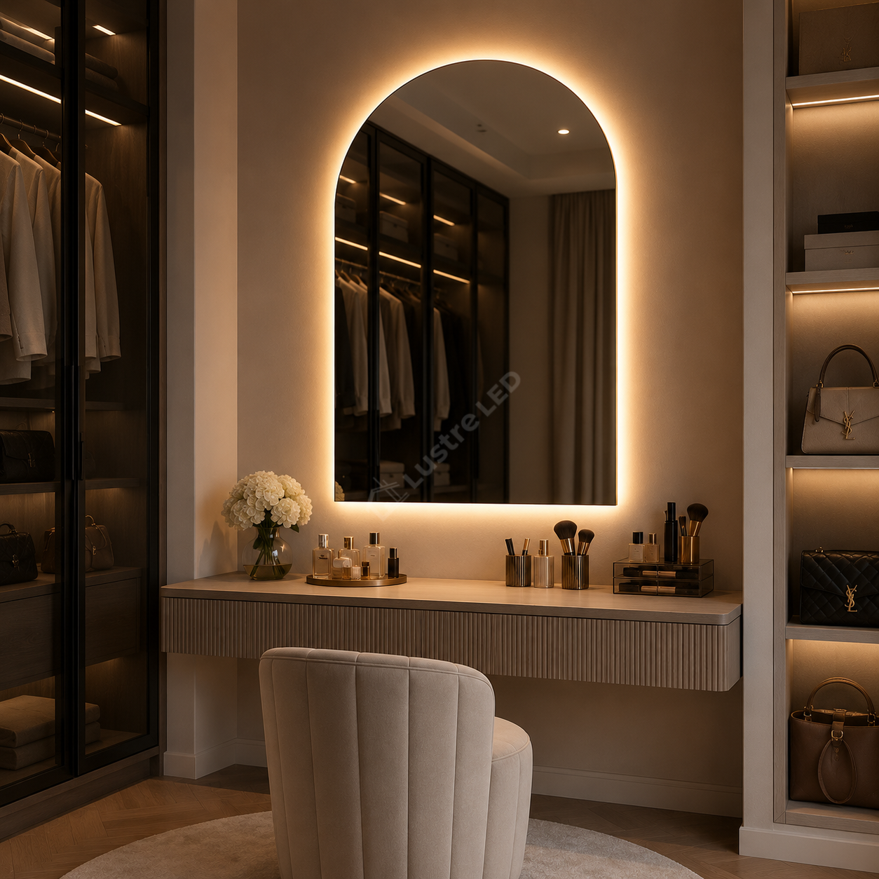 Oglinda LED ARCADIA 75x80CM Forma Arcada FRAMELESS 3 Lumini Dimabila Touch