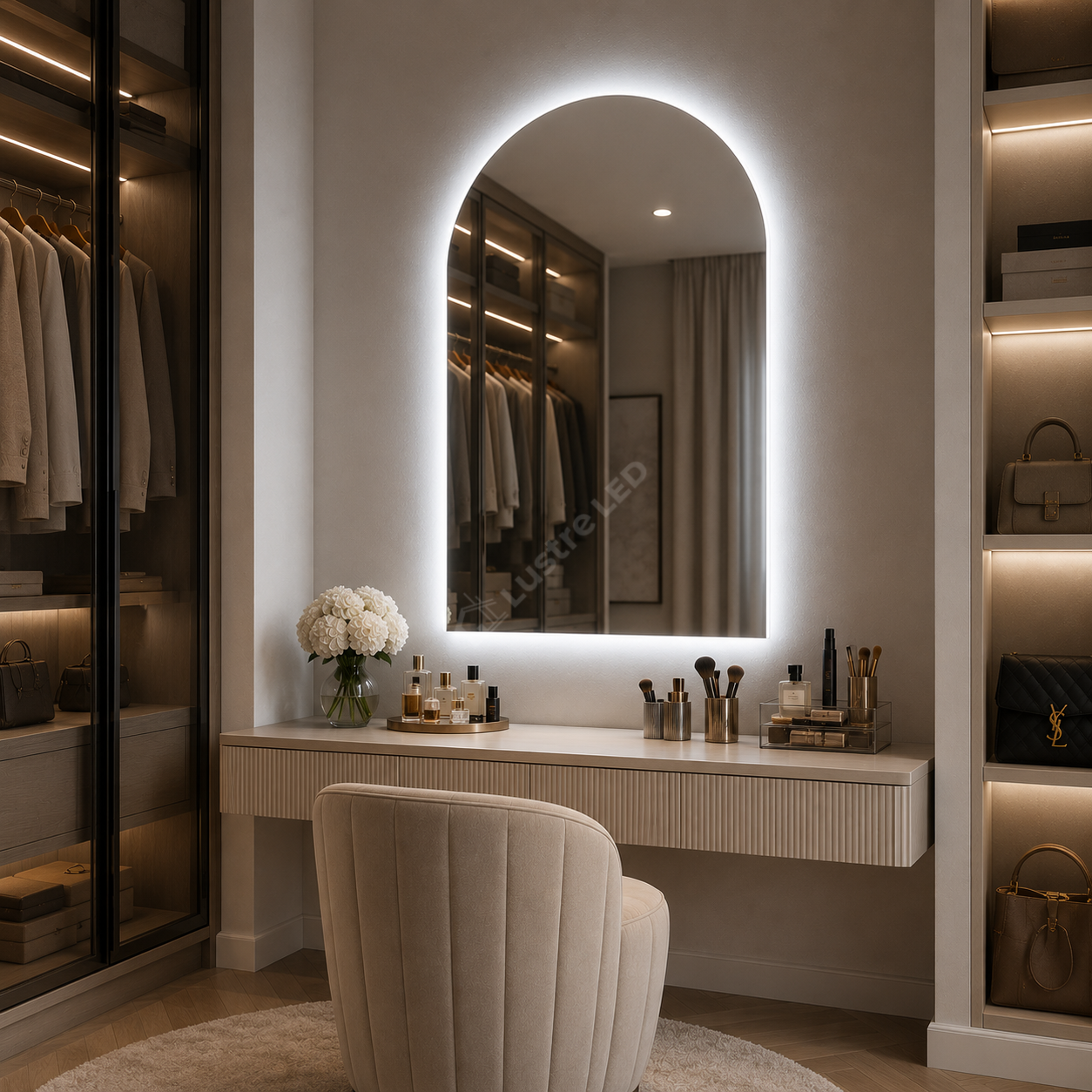 Oglinda LED ARCADIA 75x80CM Forma Arcada FRAMELESS 3 Lumini Dimabila Touch