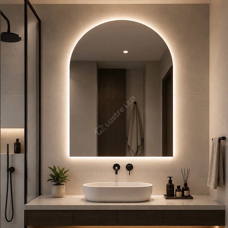 Oglinda LED ARCADIA 75x80CM Forma Arcada FRAMELESS 3 Lumini Dimabila Touch