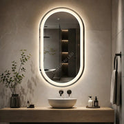 Oglinda LED Begor Oval Frameless 70x90CM 3 Lumini Dezaburire si Touch