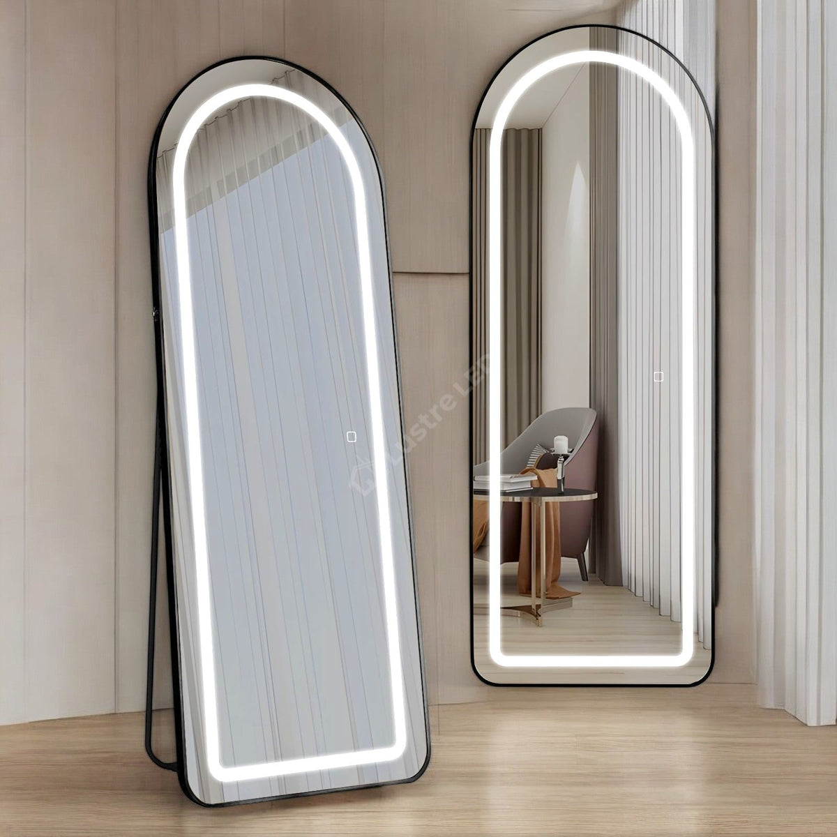 Oglinda Led Cu Touch 50X160Cm Floor Standing Black Arque Mirror