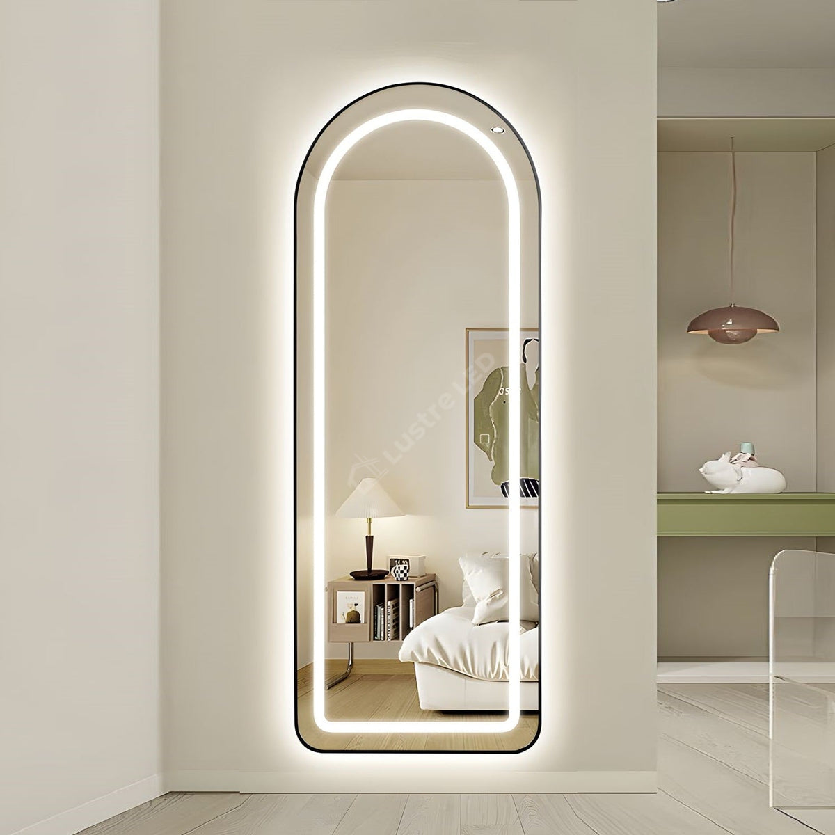 Oglinda Led Cu Touch 50X160Cm Floor Standing Black Arque Mirror