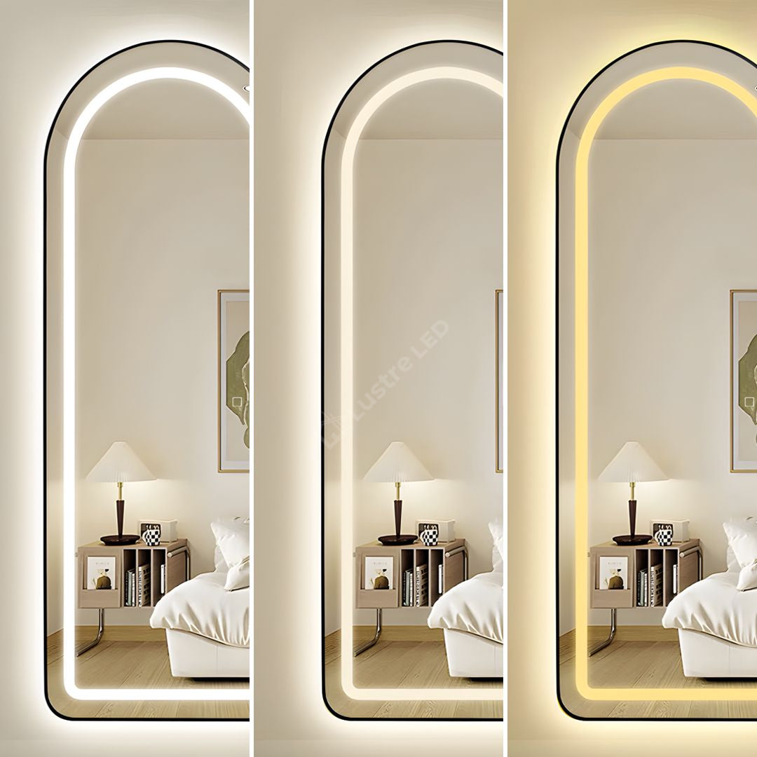 Oglinda Led Cu Touch 50X160Cm Floor Standing Black Arque Mirror