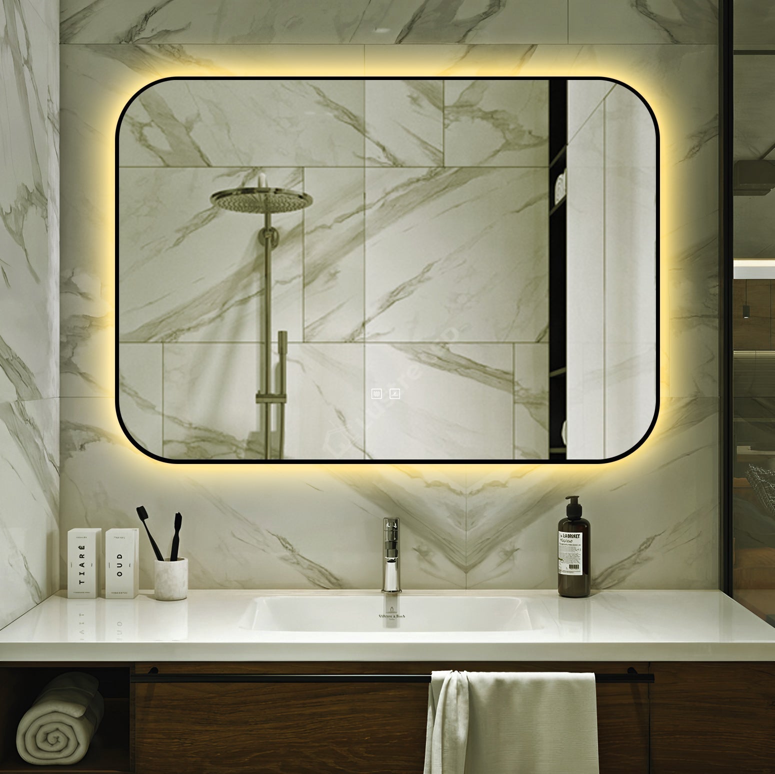 Oglinda LED Dreptunghiulara 100x70cm Functie Dezaburire si Touch