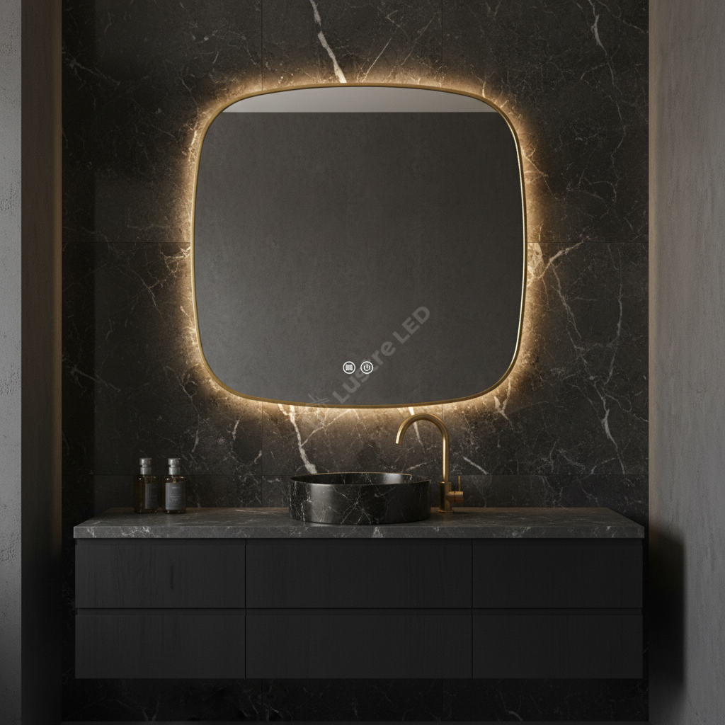 Oglinda LED DUBLIN Gold 80x80CM 3 Lumini si Touch