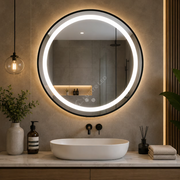 Oglinda LED Efo Round Black Ø60CM 3 Lumini Dezaburire si Touch