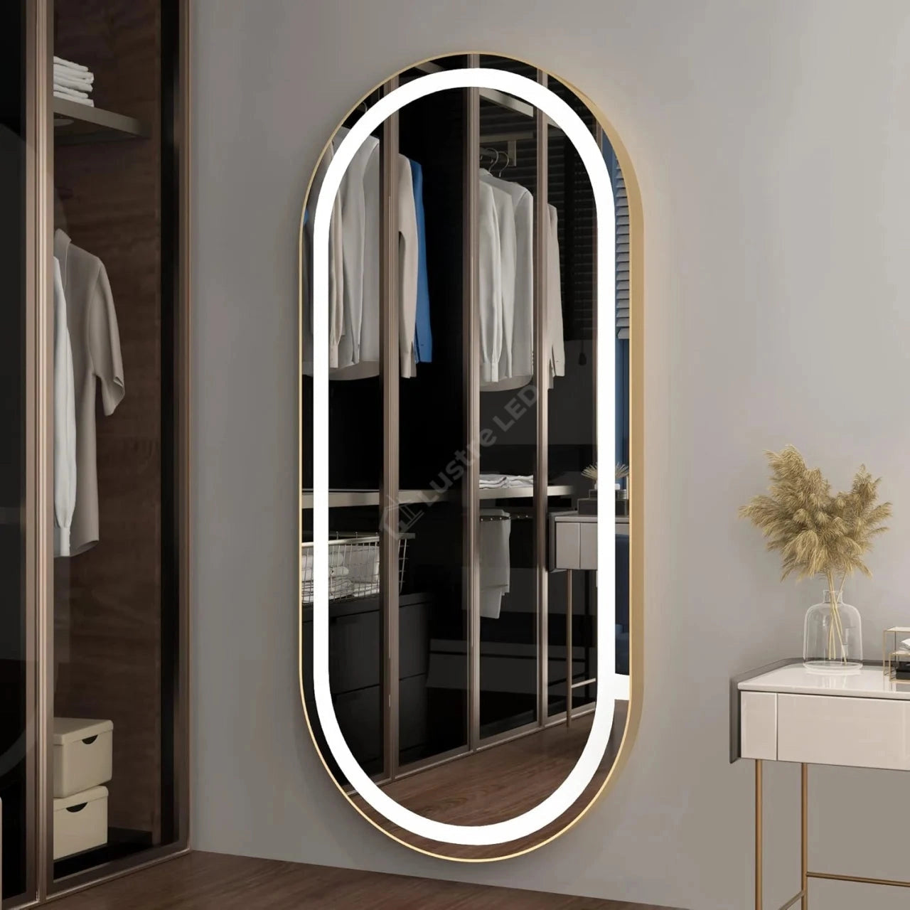 Oglinda LED FELOP Ovala Gold 160x50cm Touch si 3 Lumini