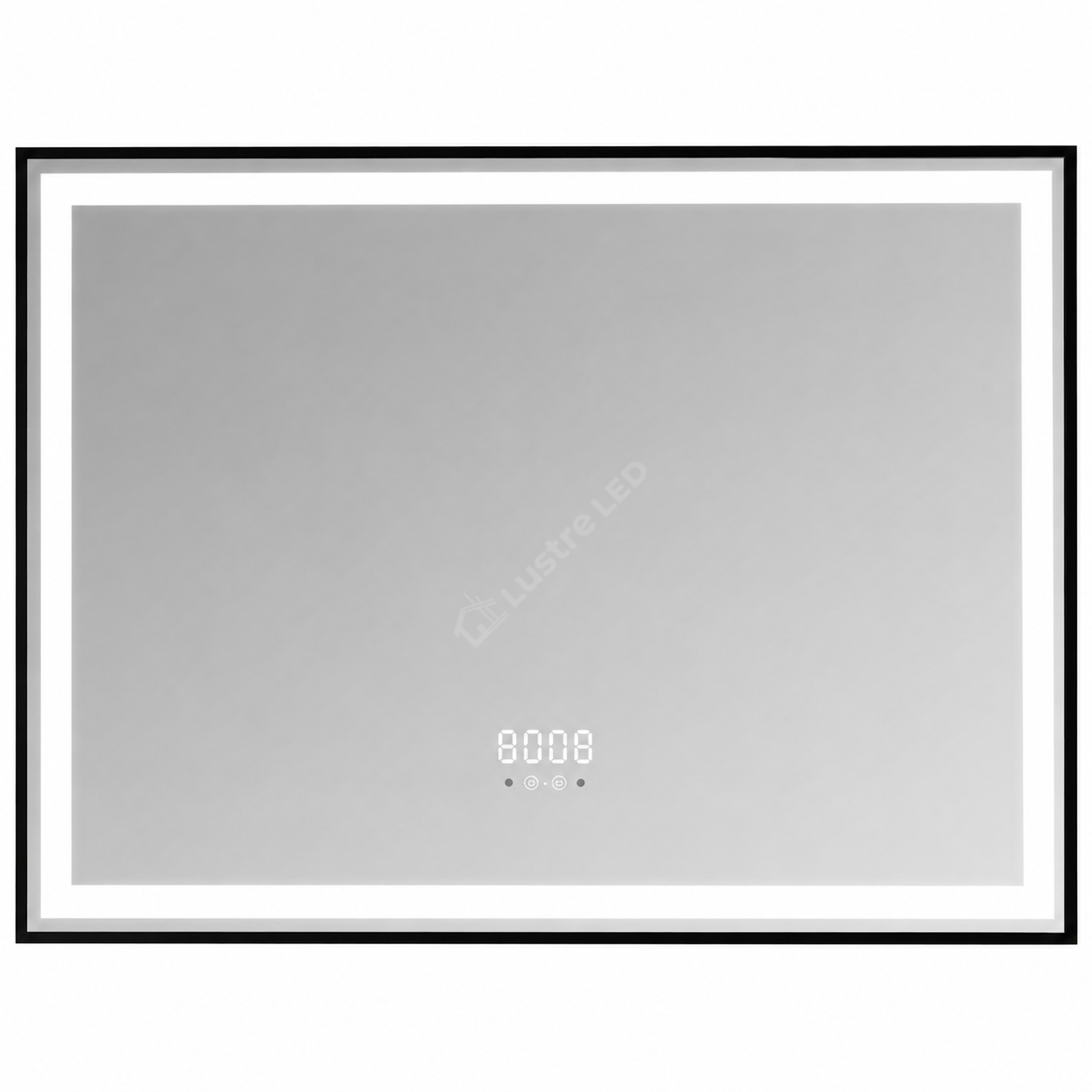 Oglinda LED Fero Rectangle Black 80x60CM 3 Lumini Dezaburire si Ceas