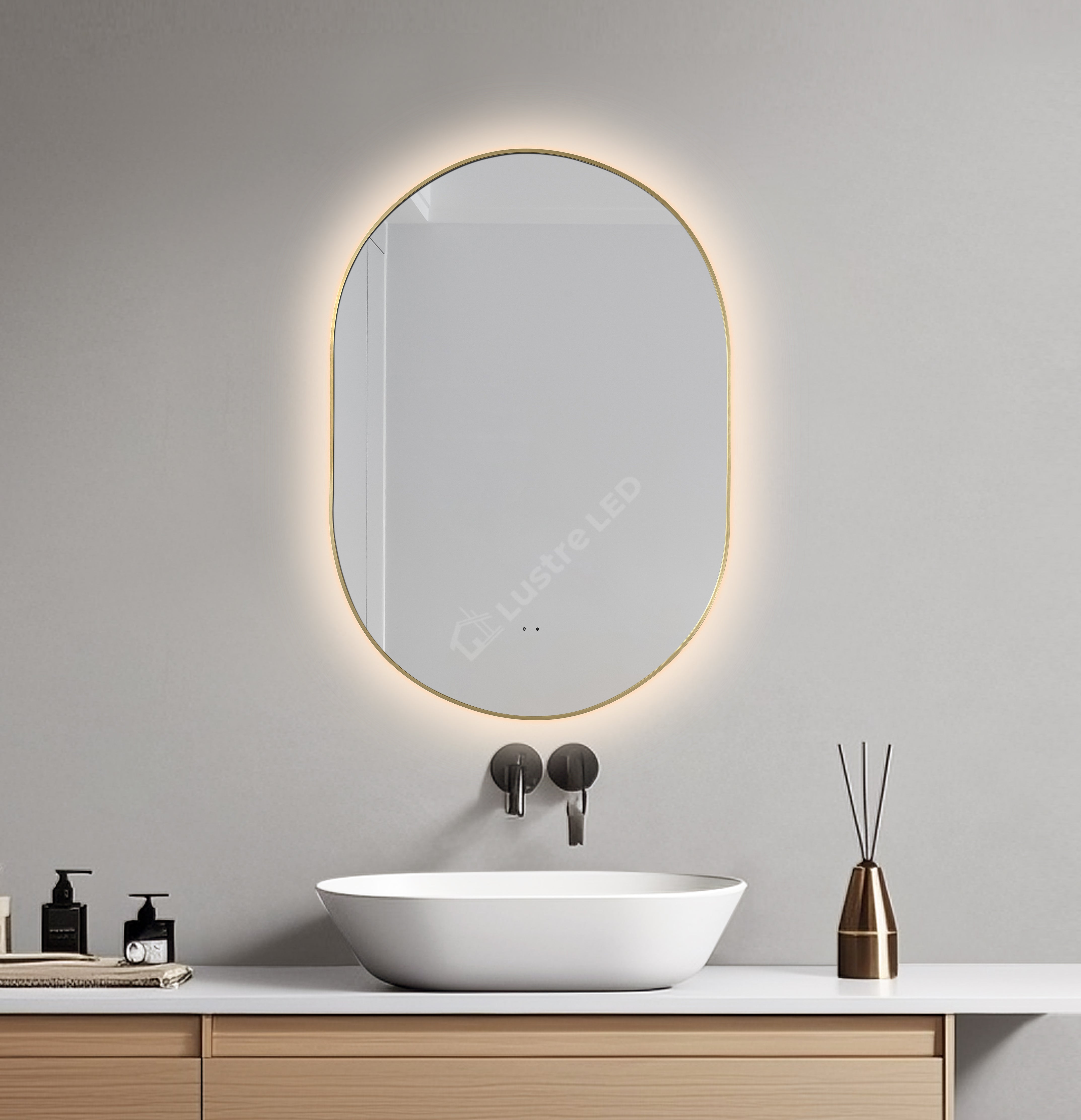 Oglinda LED FORTUNA 60x85CM Slim Gold Senzor Miscare