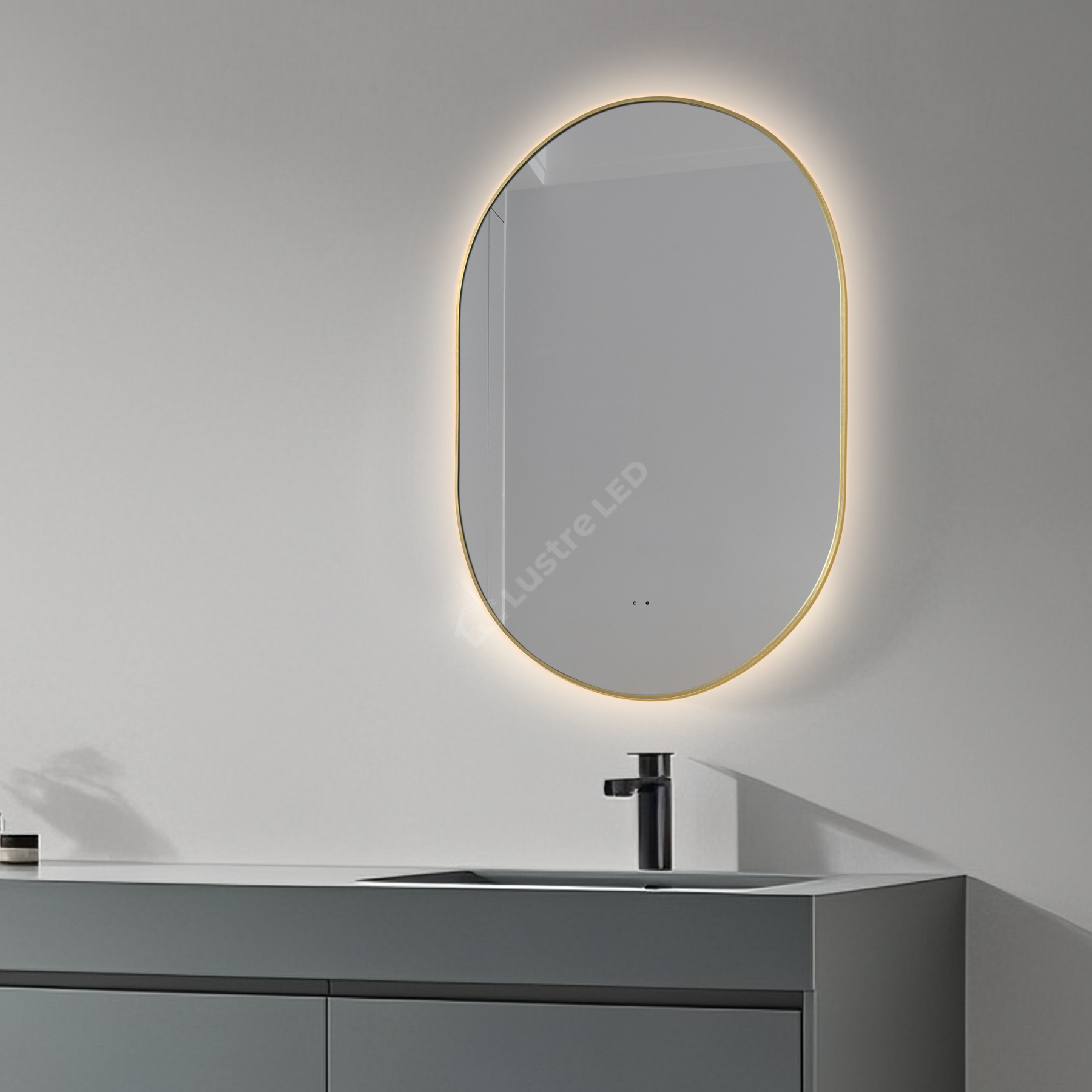 Oglinda LED FORTUNA 60x85CM Slim Gold Senzor Miscare