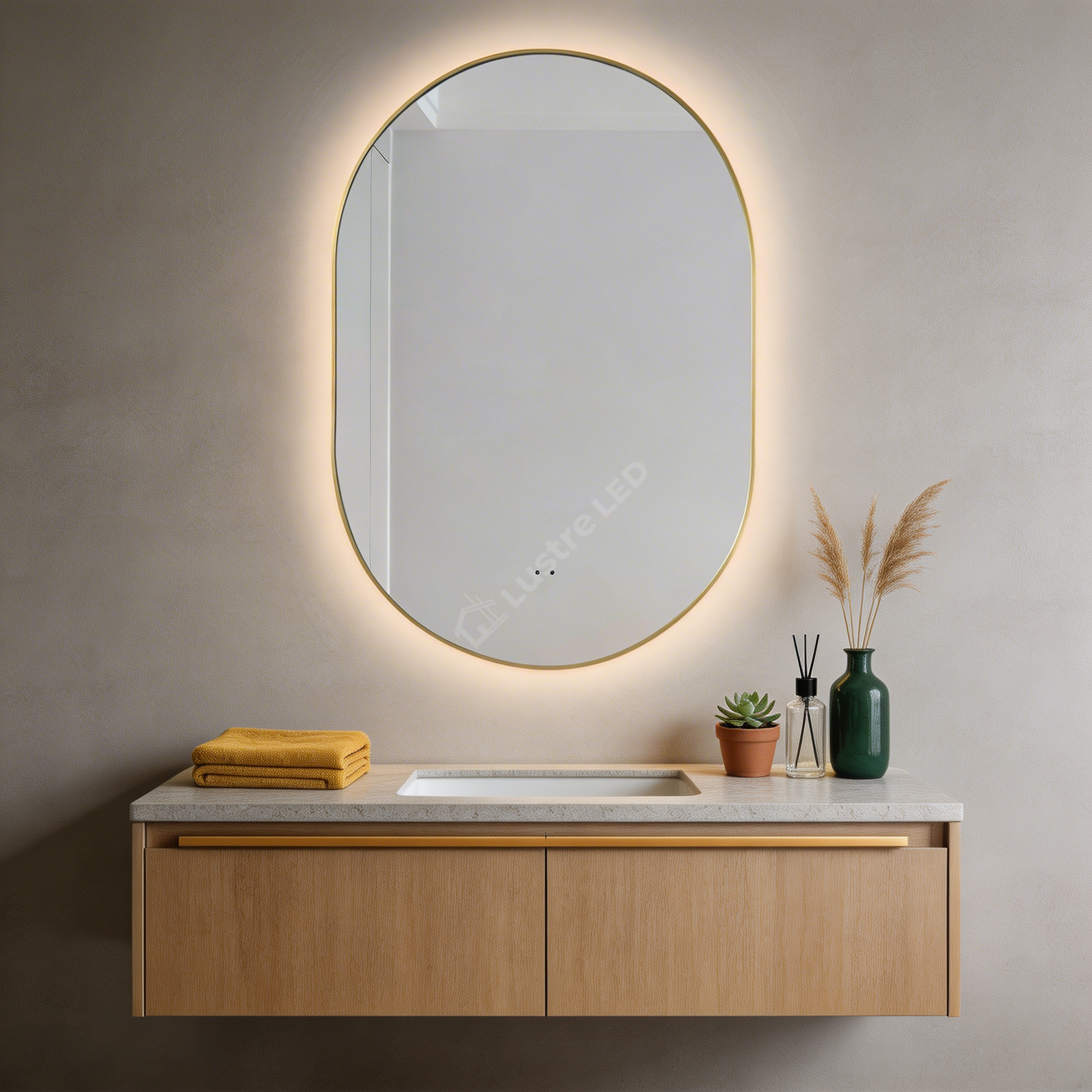 Oglinda LED FORTUNA 60x85CM Slim Gold Senzor Miscare
