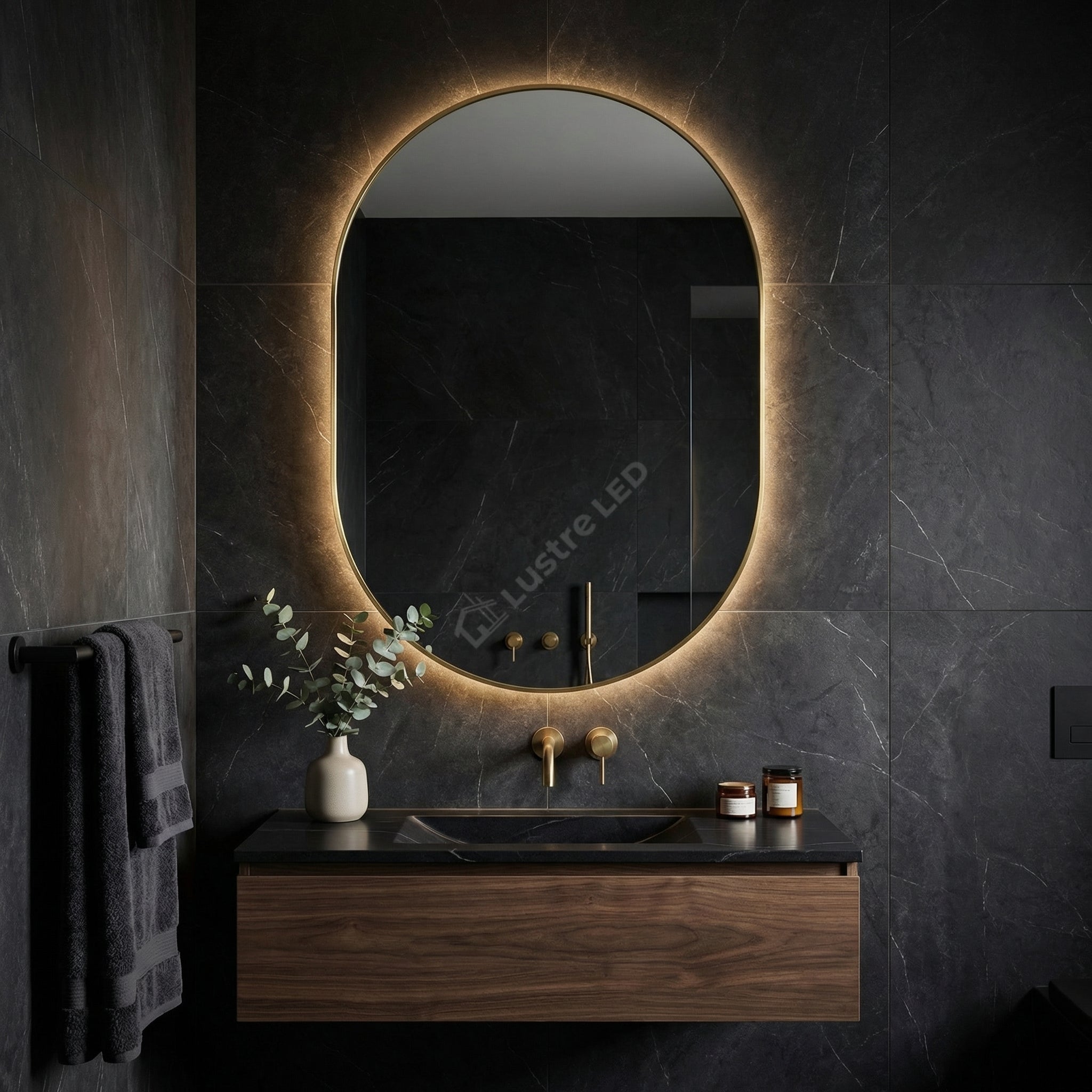 Oglinda LED FORTUNA 60x85CM Slim Gold Senzor Miscare