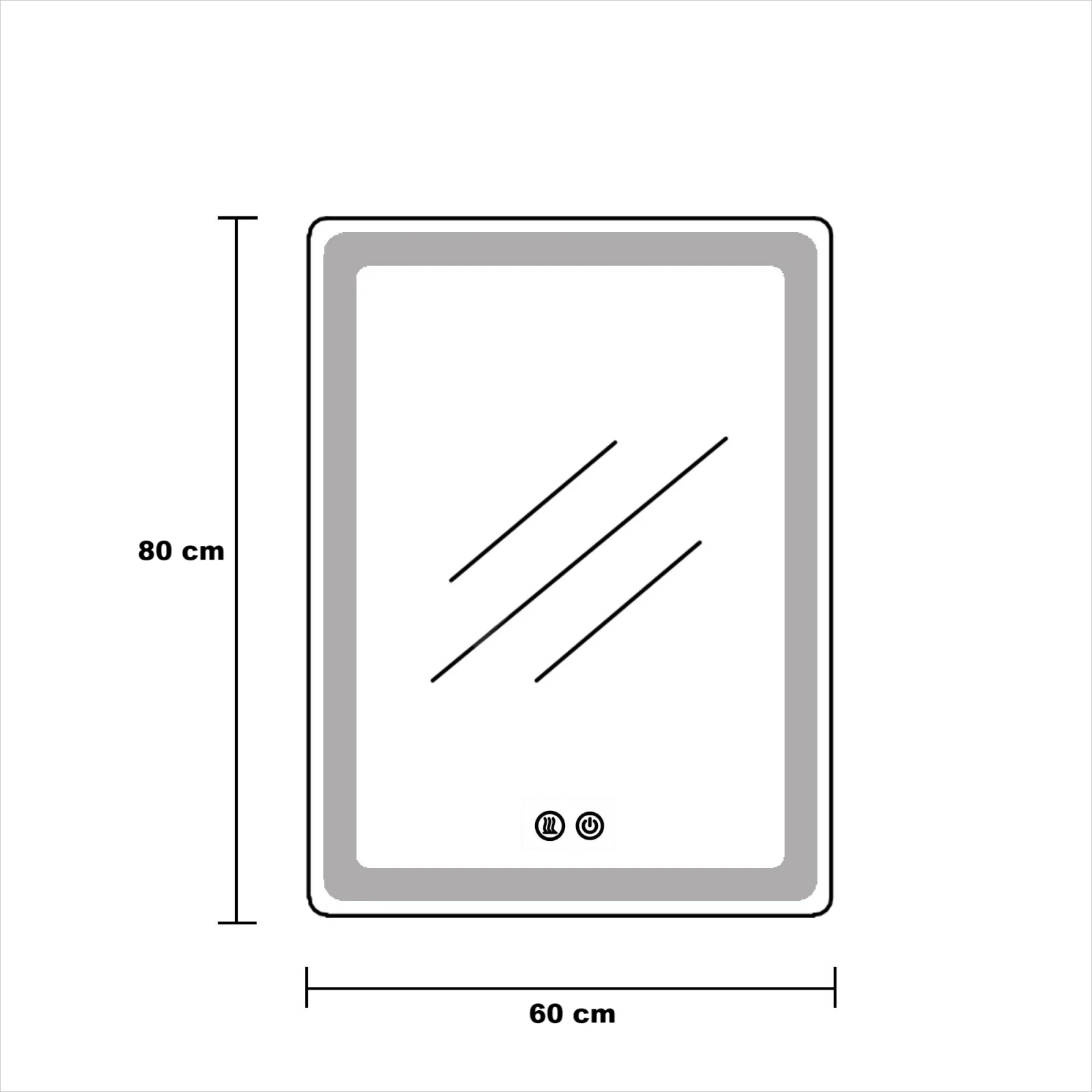 Oglinda LED Fyona FRAMELESS Dimabila 60x80CM 3 Lumini Dezaburire si Touch