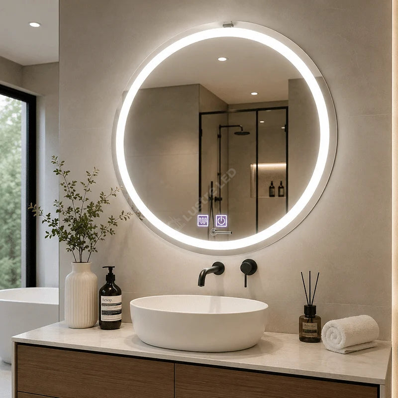 Oglinda LED Gevy Round Frameless Ø70CM 3 Lumini Dezaburire si Touch