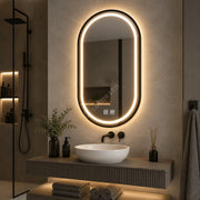 Oglinda LED Gyo Oval Black 50x100CM 3 Lumini Dezaburire si Touch