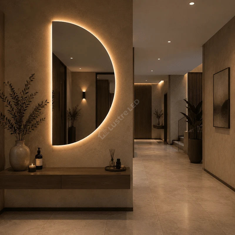 Oglinda LED HalfMoon Frameless 60x120CM 3 Lumini Touch