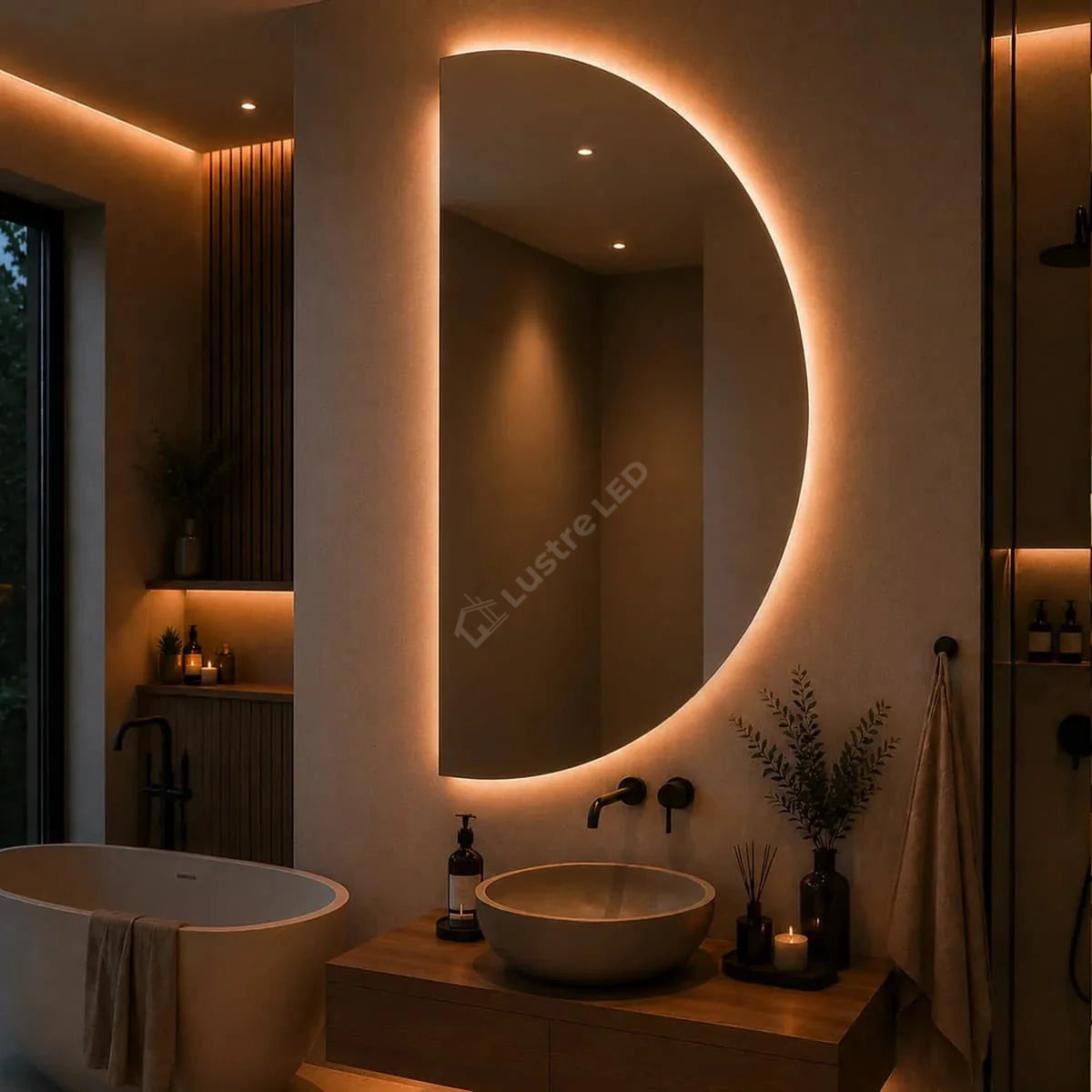 Oglinda LED HalfMoon Frameless 60x120CM 3 Lumini Touch