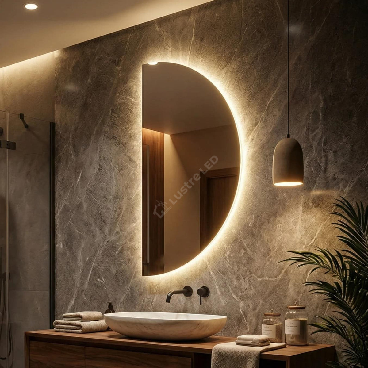 Oglinda LED HalfMoon Frameless 60x120CM 3 Lumini Touch