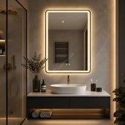 Oglinda LED Hyo Rectangle Black 70x90CM 3 Lumini Dezaburire si Touch