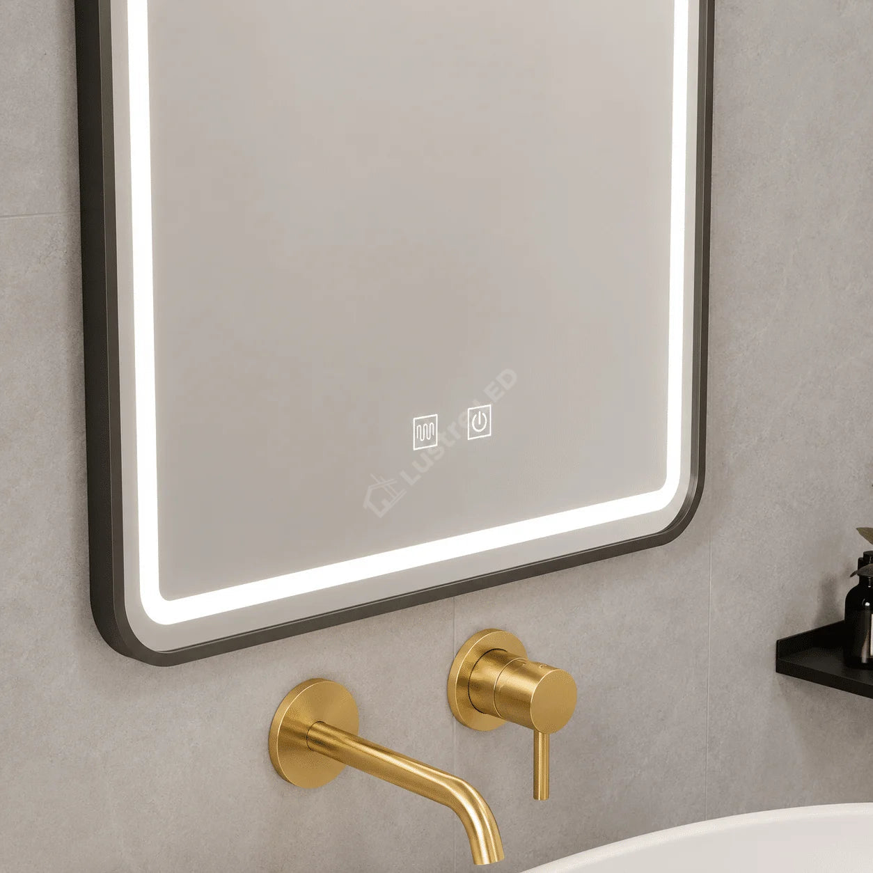 Oglinda LED Hyo Rectangle Black 70x90CM 3 Lumini Dezaburire si Touch