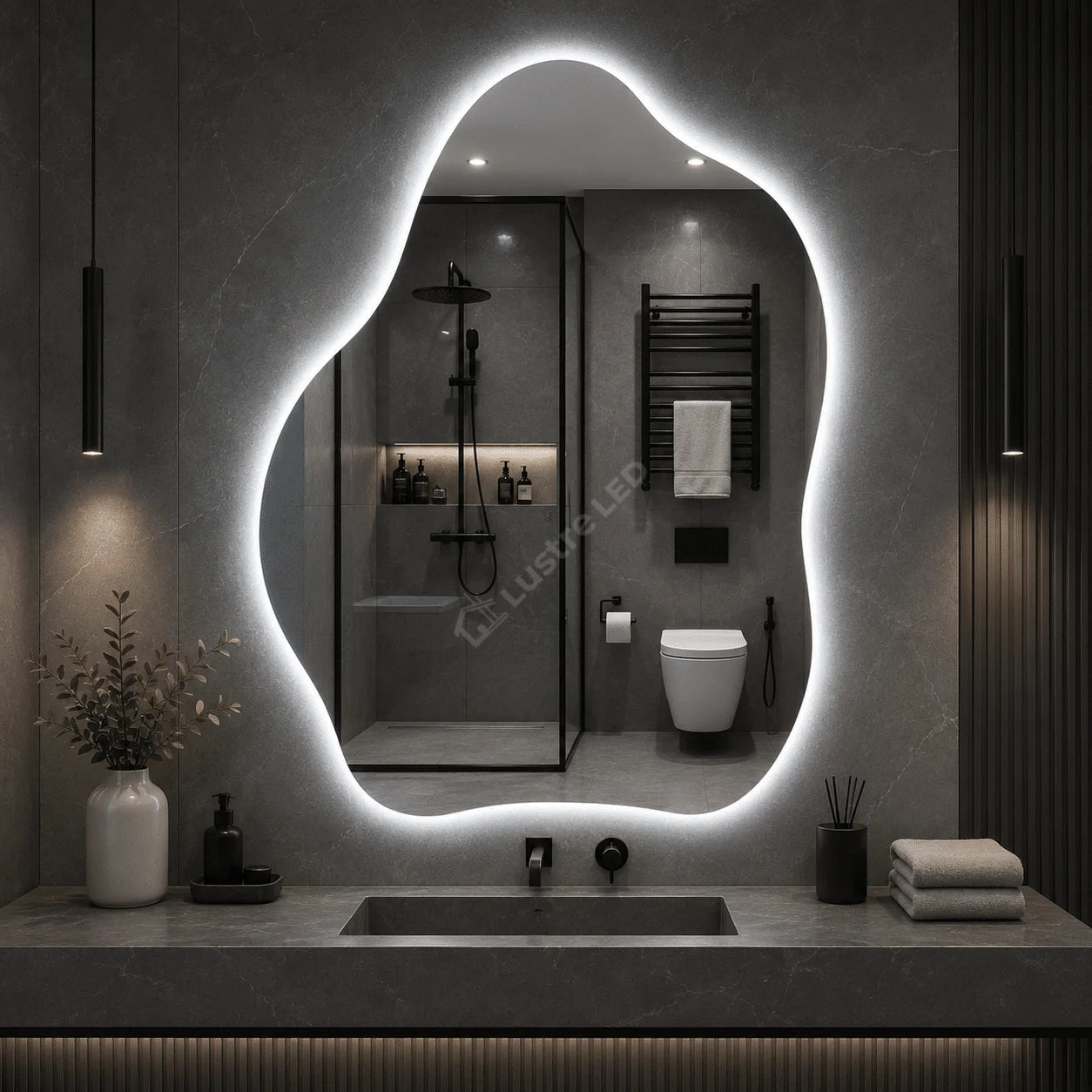 Oglinda LED Jogo Frameless 70x90CM 3 Lumini Dezaburire si Touch