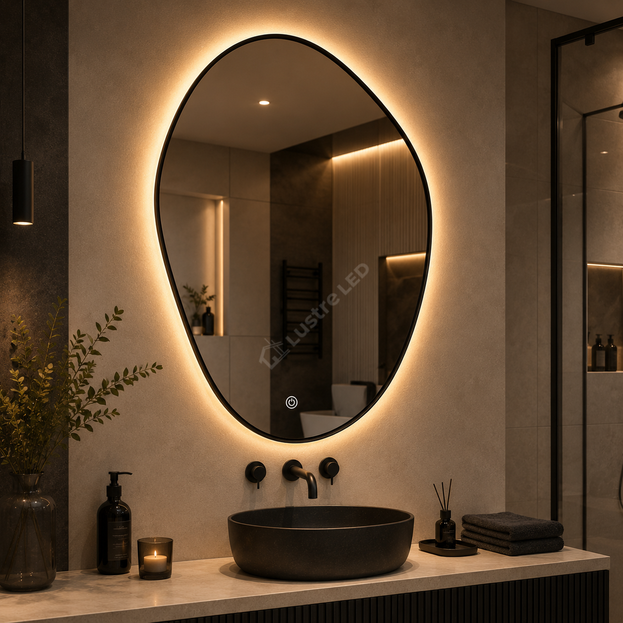 Oglinda LED LAGUNA 70x90CM Black 3 Lumini Dimabila Touch