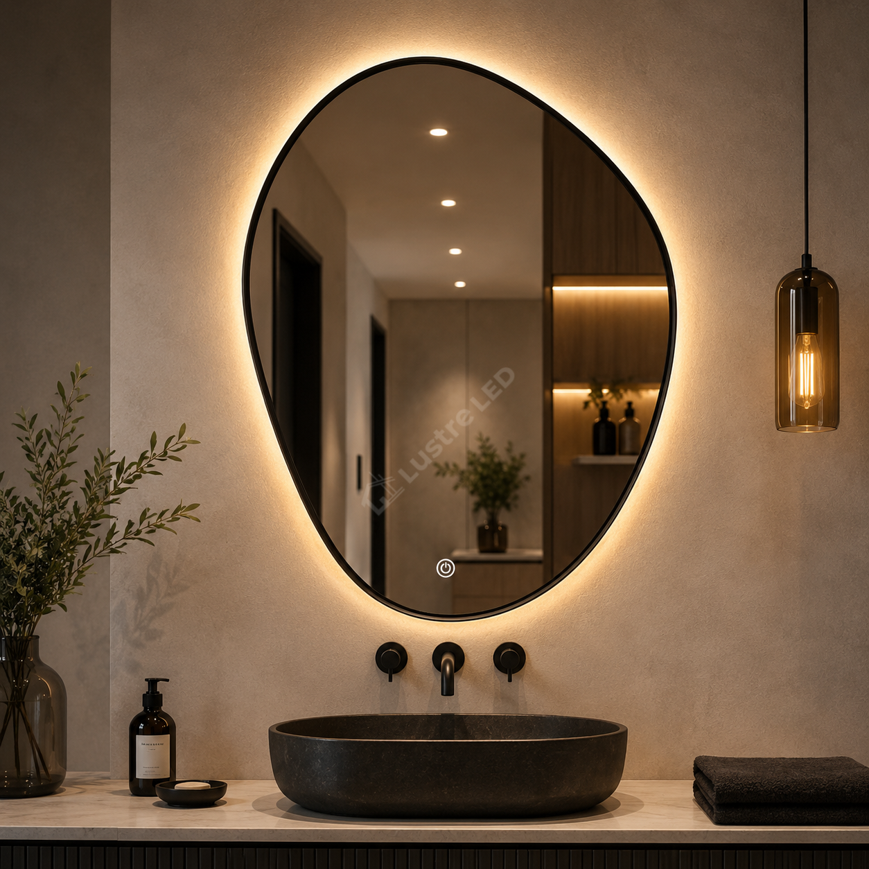 Oglinda LED LAGUNA 70x90CM Black 3 Lumini Dimabila Touch
