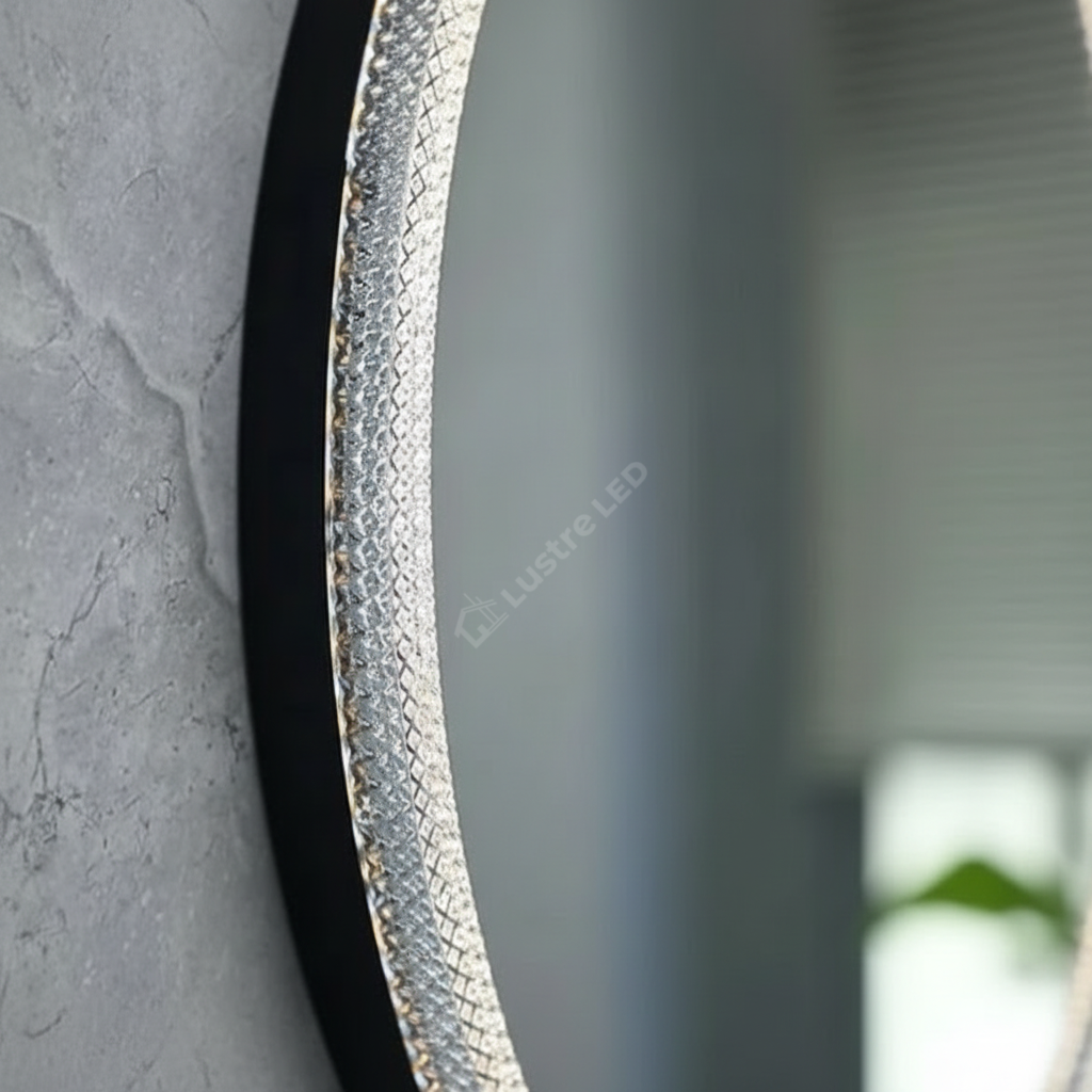 Oglinda LED LIMENA Black 80cm 3 Lumini, Dezaburire, Senzor Miscare si Ceas