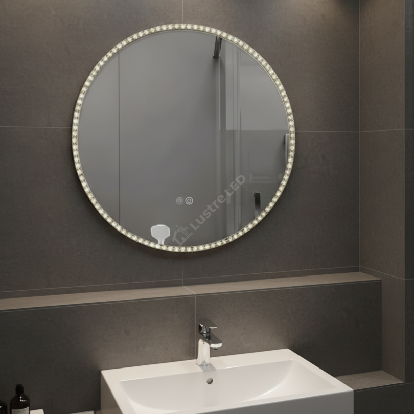Oglinda LED LIMENA Black 80cm 3 Lumini, Dezaburire, Senzor Miscare si Ceas