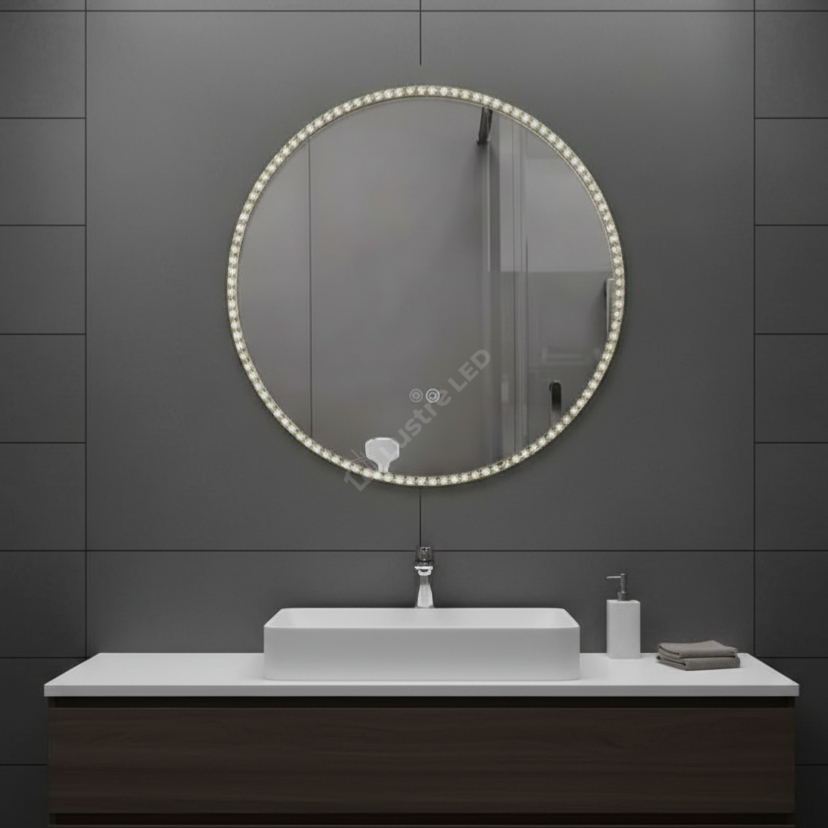 Oglinda LED LIMENA Black 80cm 3 Lumini, Dezaburire, Senzor Miscare si Ceas