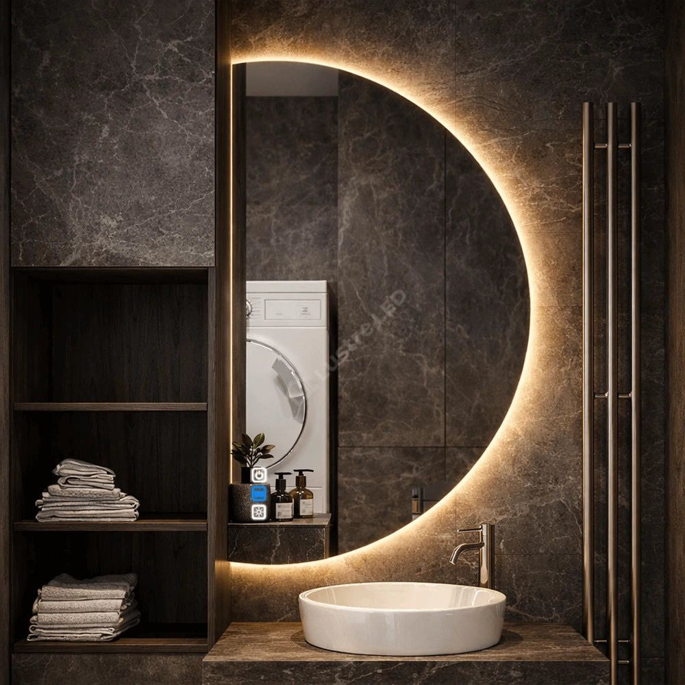 Oglinda LED Maxi HalfMoon Frameless 80x150CM 3 Lumini si Touch