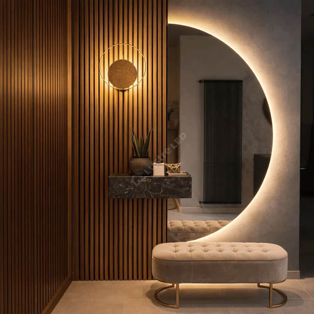 Oglinda LED Maxi HalfMoon Frameless 80x150CM 3 Lumini si Touch