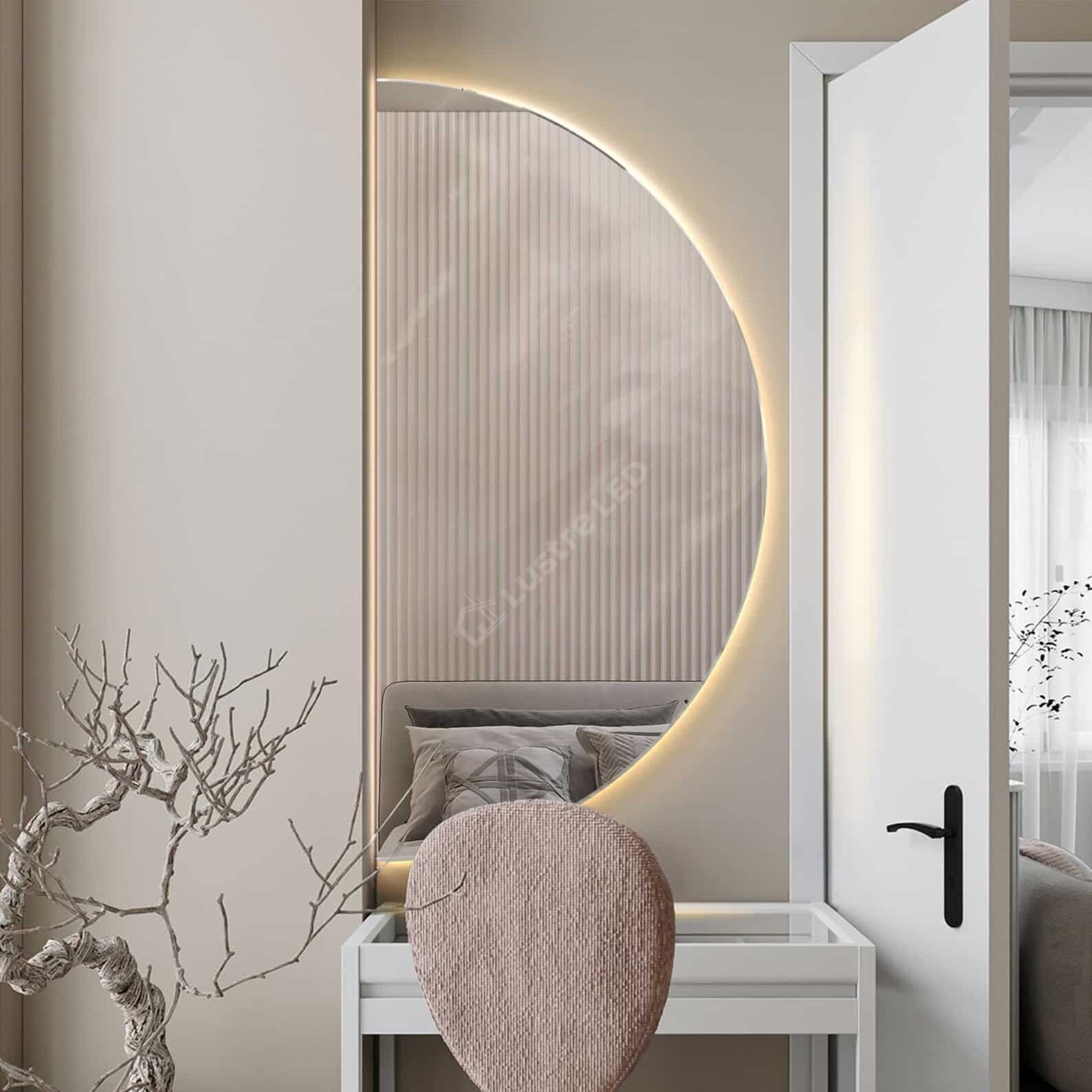 Oglinda LED Maxi HalfMoon Frameless 80x150CM 3 Lumini si Touch