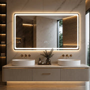 Oglinda LED Maxi Mina Rectangle Frameless 150x80CM 3 Lumini Dezaburire si Touch