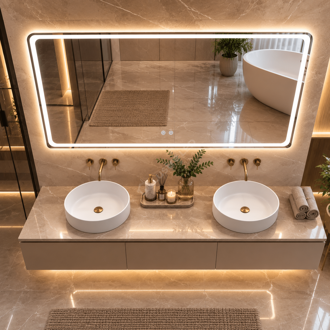 Oglinda LED Maxi Mina Rectangle Frameless 150x80CM 3 Lumini Dezaburire si Touch