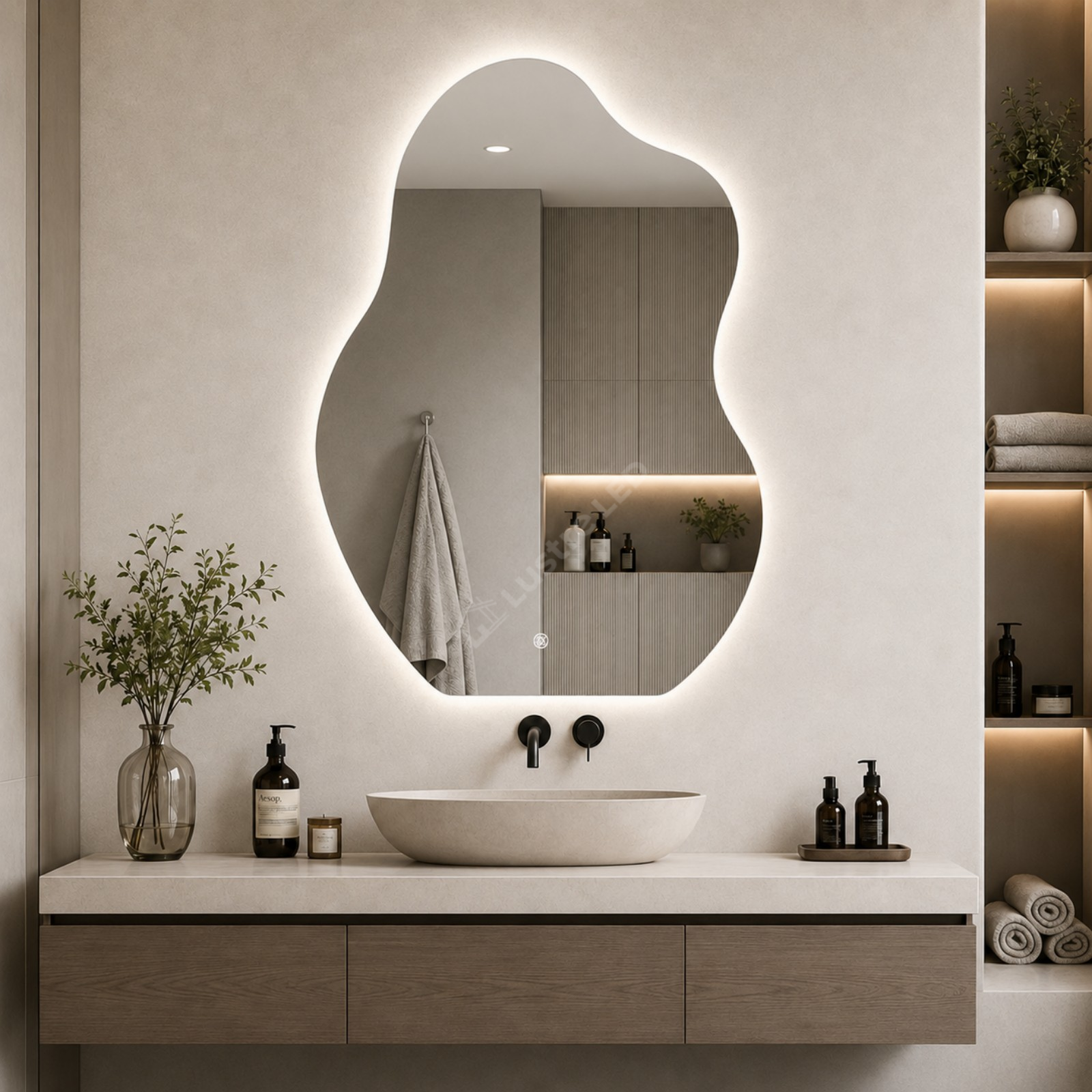 Oglinda LED Metza FRAMELESS Dimabila 50x70CM 3 Lumini Dezaburire si Touch