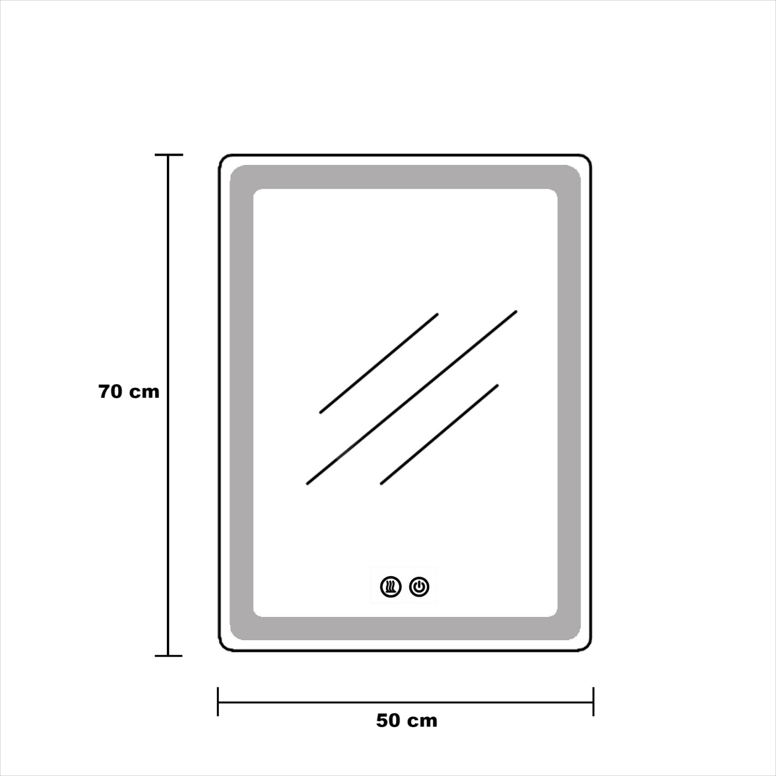 Oglinda LED Metza FRAMELESS Dimabila 50x70CM 3 Lumini Dezaburire si Touch