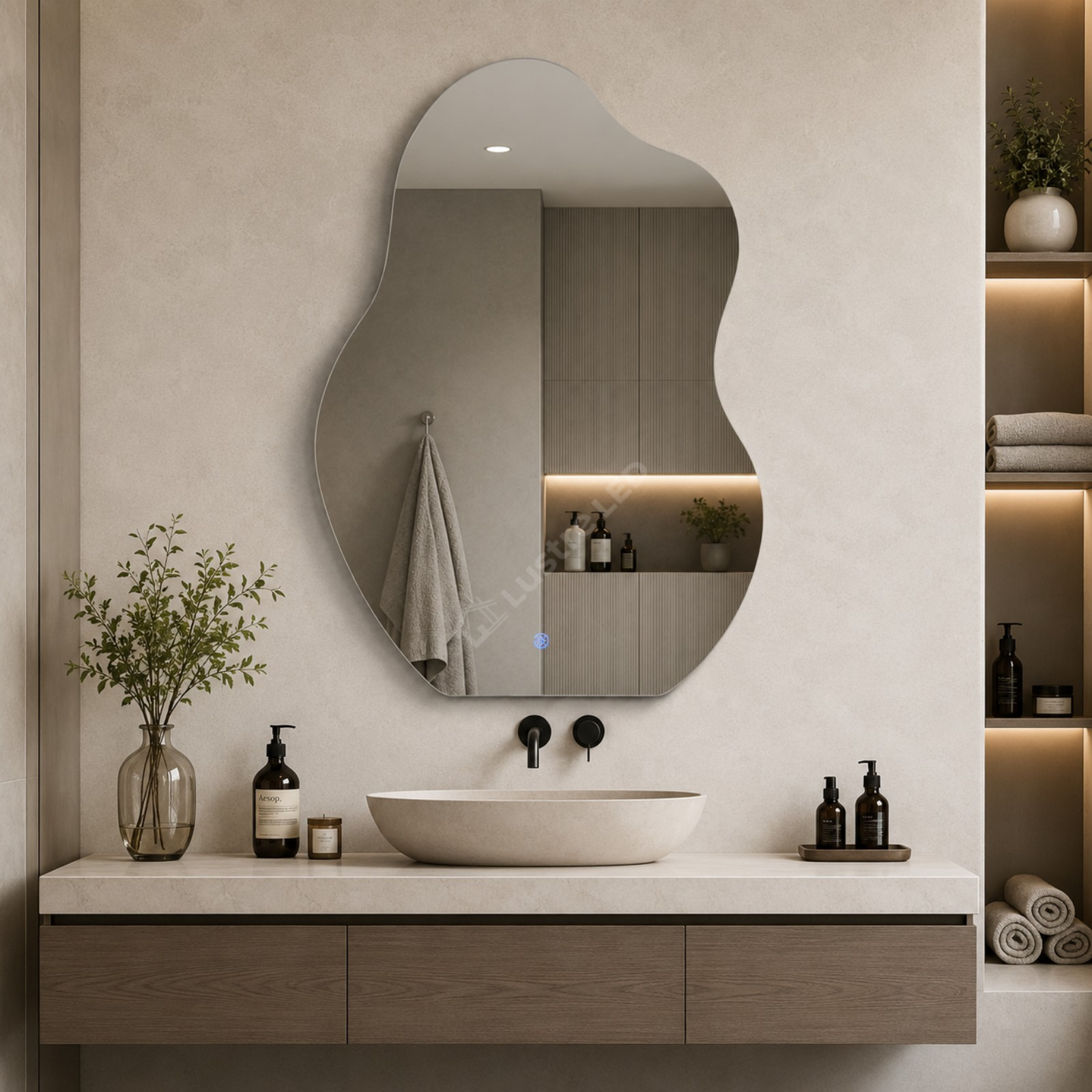 Oglinda LED Metza FRAMELESS Dimabila 50x70CM 3 Lumini Dezaburire si Touch