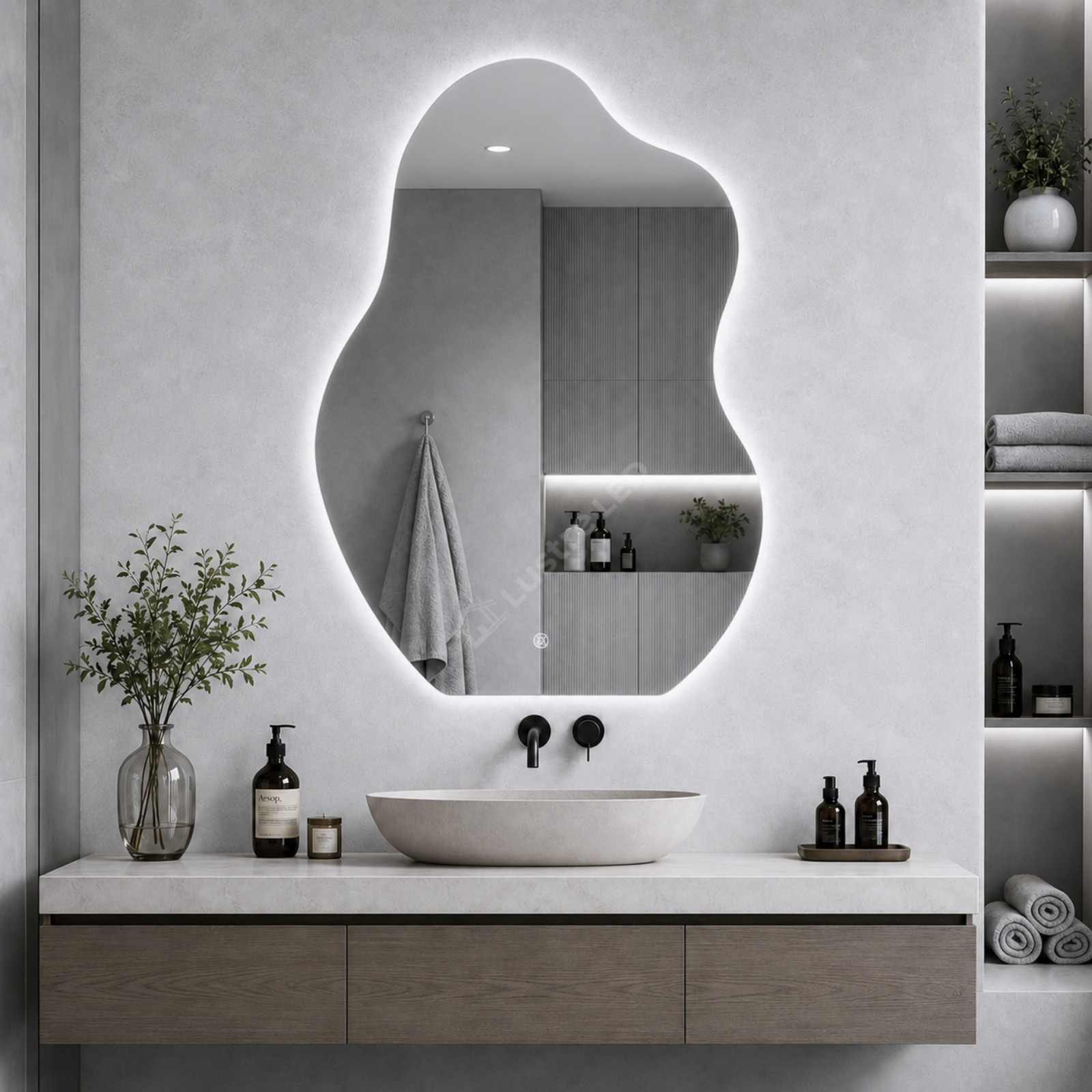Oglinda LED Metza FRAMELESS Dimabila 50x70CM 3 Lumini Dezaburire si Touch