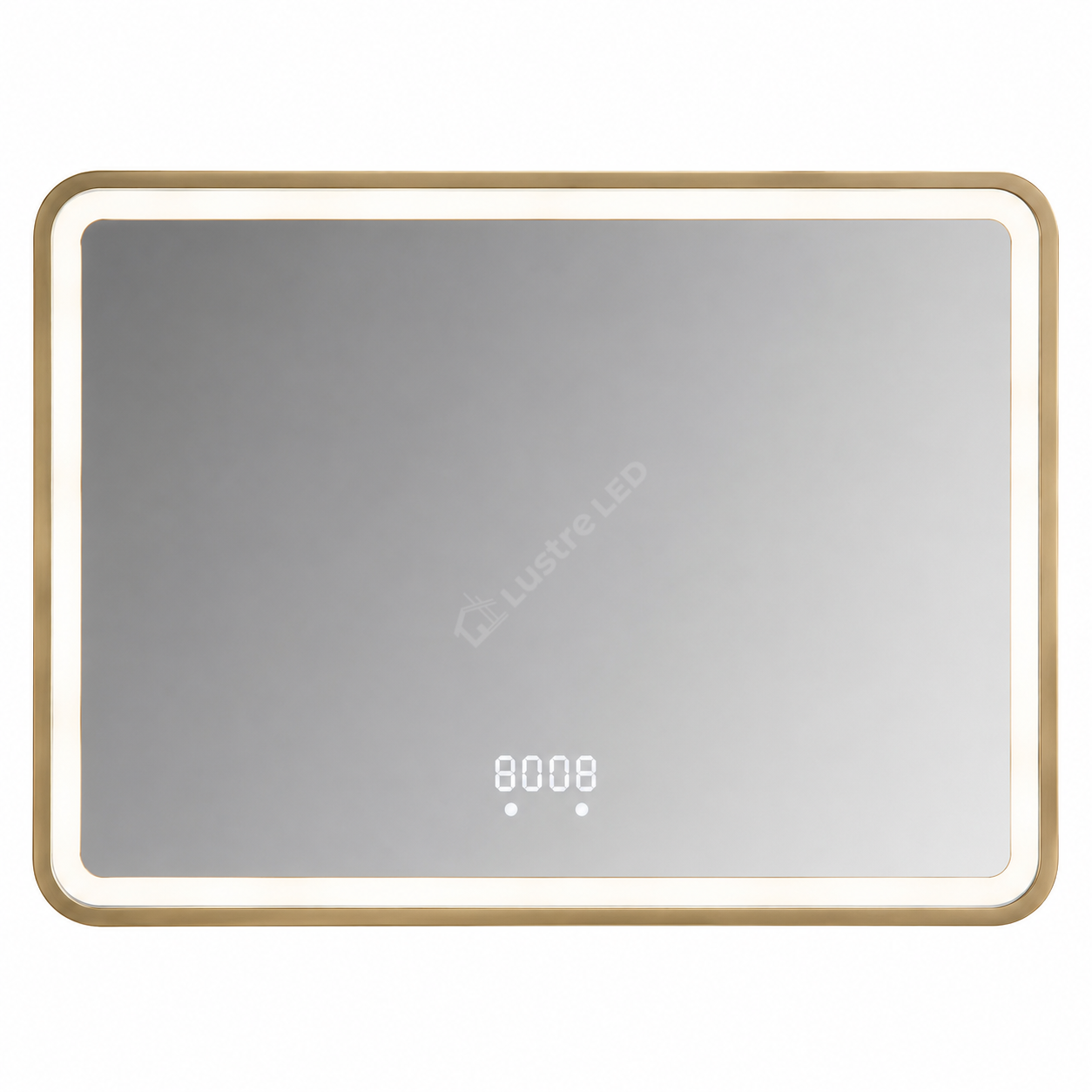 Oglinda LED Mezo Rectangle Gold 80x60CM 3 Lumini Dezaburire si Ceas