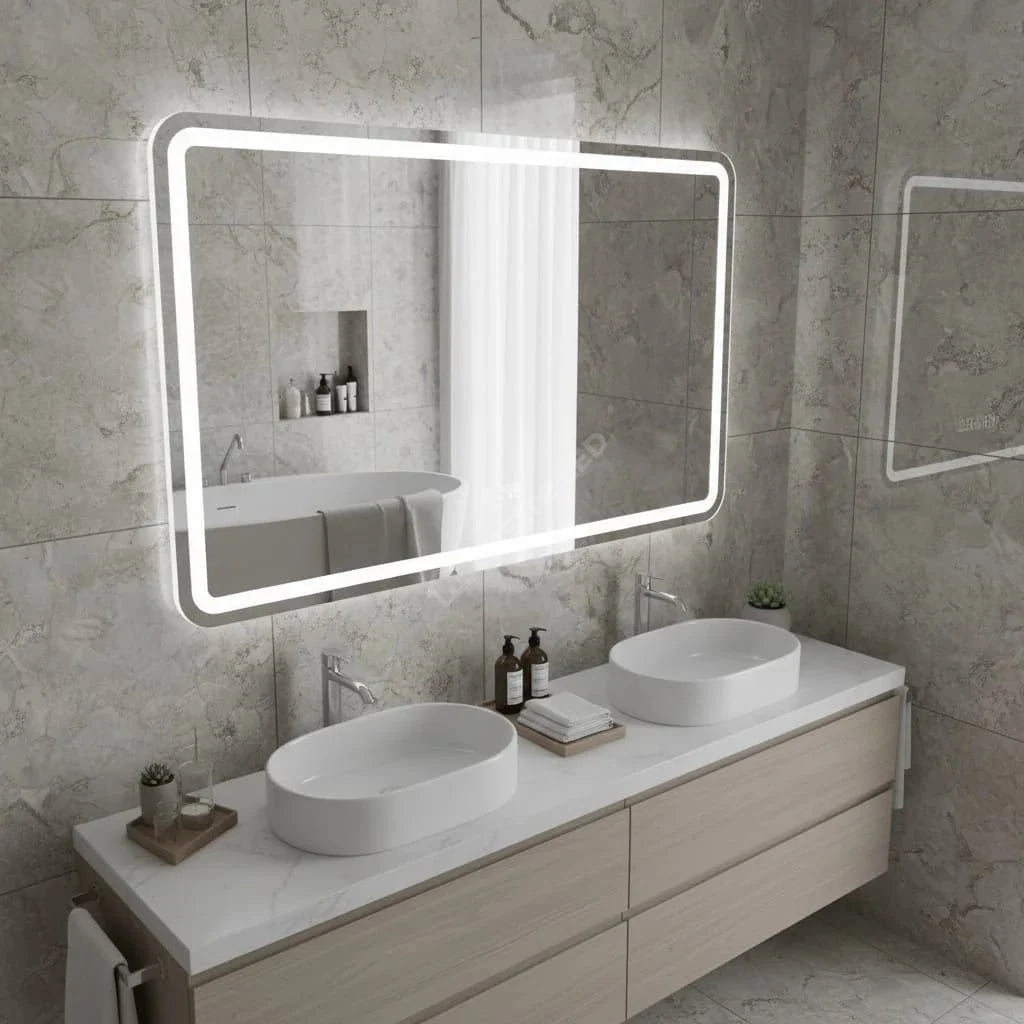 Oglinda LED Mina Rectangle Frameless 90x60CM 3 Lumini Dezaburire si Touch